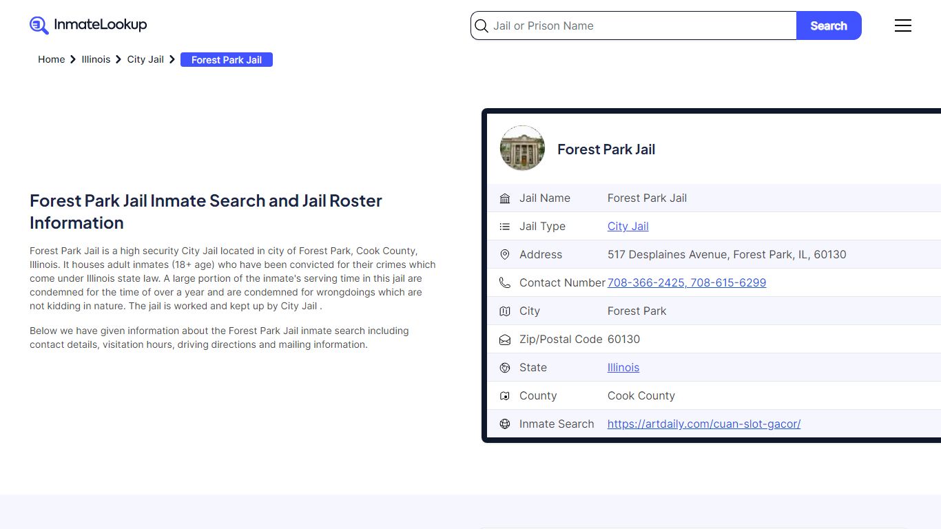 Forest Park Jail Inmate Search - Forest Park Illinois - Inmate Lookup